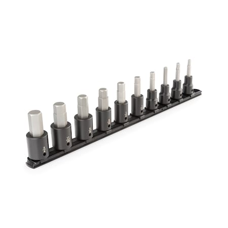 Tekton 1/2 Inch Drive Hex Impact Bit Socket Set with Rail, 10-Piece (1/4-3/4 in.) SIB92100